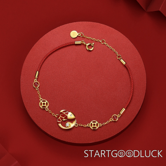 Rose Gold Koi Braided Bracelet | Lucky Charm for Fortune, Wealth & Spiritual Harmony