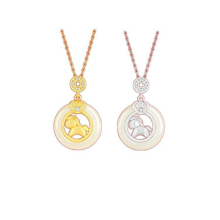 S925 Sterling Silver Jade Safety Buckle Balance and Harmony Necklace