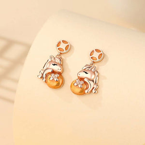 S925 Sterling Silver Year Of Horse Earrings for Women Bring Love and Luck