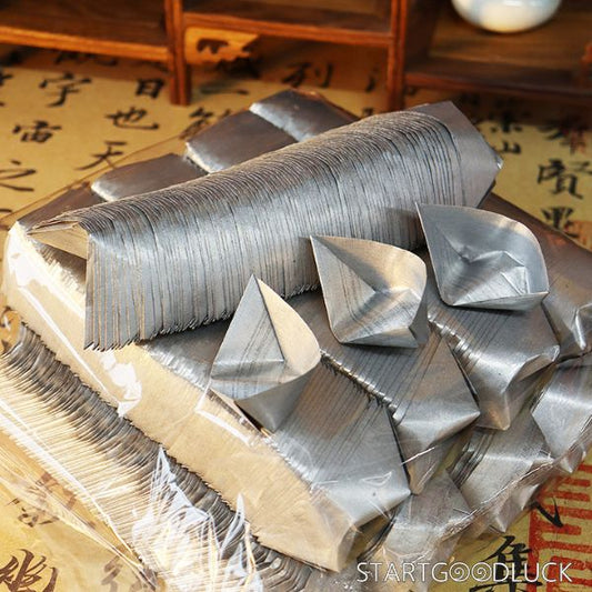 Silver Joss Paper  - Chinese  Silver Ingot-style set for Afterlife Offerings & Cultural Rituals