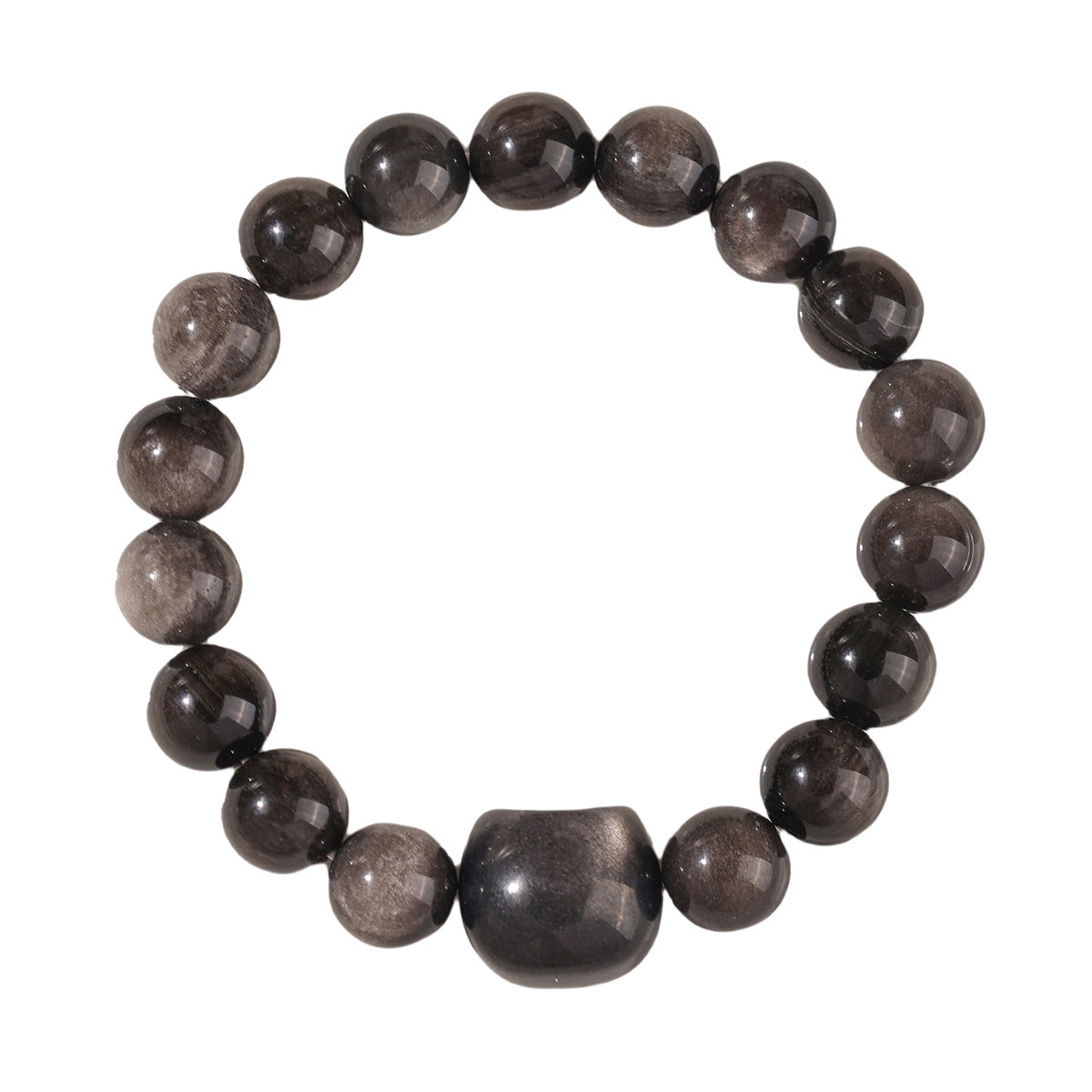 Silver Obsidian Beaded Courage and Strength Bracelet For Men and Women
