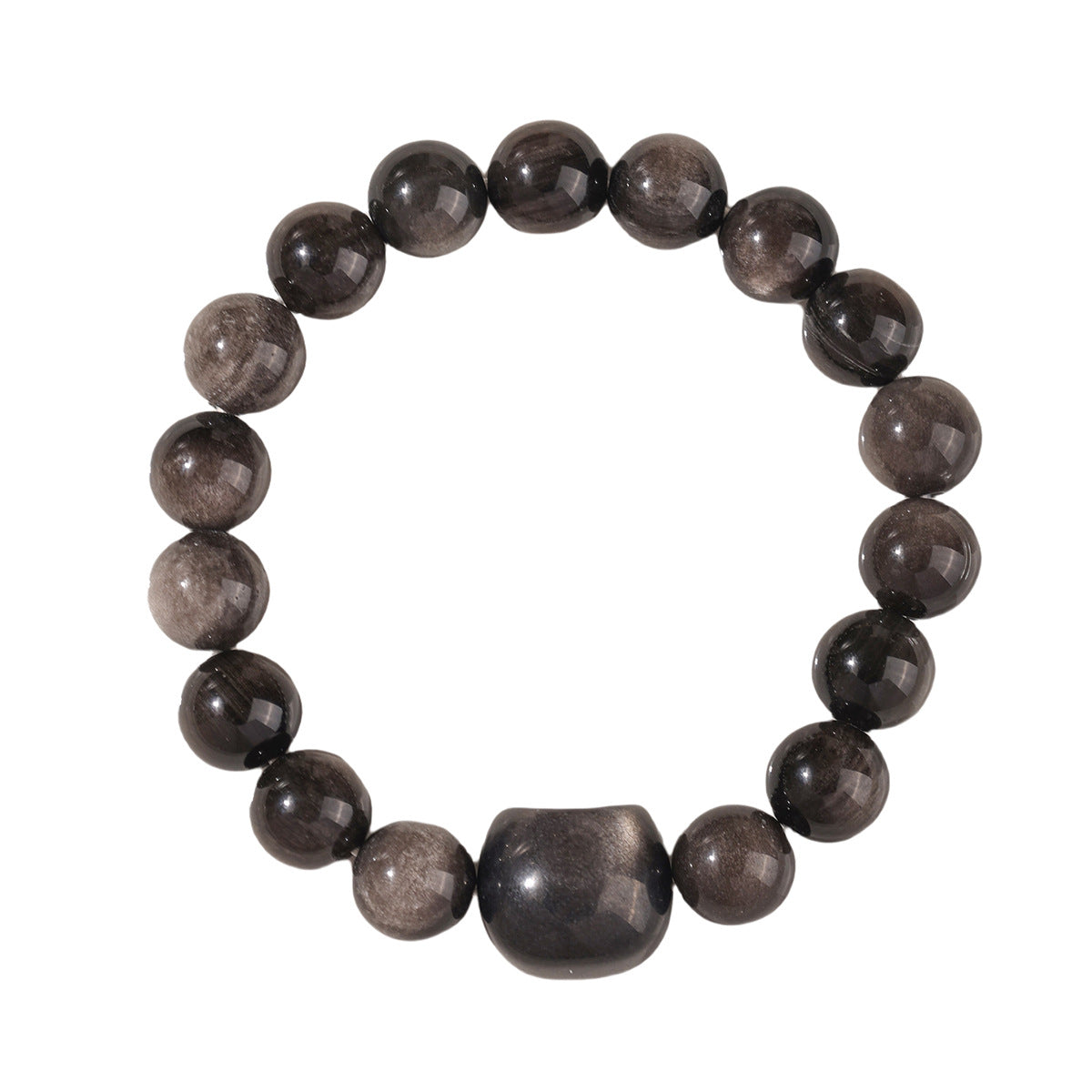Silver Obsidian Beaded Courage and Strength Bracelet For Men and Women