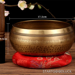 Singing Bowl - Tibetan Hand-Carved Om Mani Padme Hum | Healing & Mindfulness - StartGoodLuck