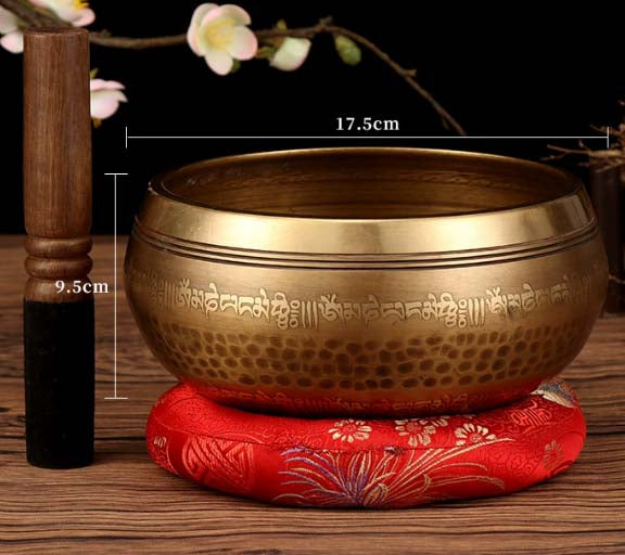Singing Bowl - Tibetan Hand-Carved Om Mani Padme Hum | Healing & Mindfulness