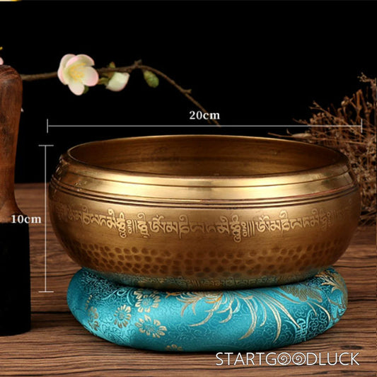 Singing Bowl - Tibetan Hand-Carved Om Mani Padme Hum | Healing & Mindfulness