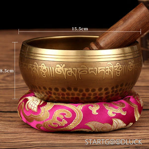 Singing Bowl - Tibetan Hand-Carved Om Mani Padme Hum | Healing & Mindfulness - StartGoodLuck