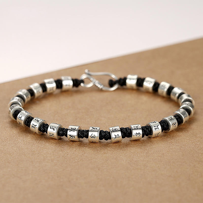 Six-Character Mantra Retro Style Hand-Woven Couple Bracelets 