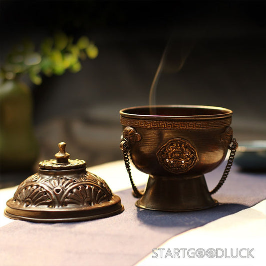 Smoke Offering | Tibetan - Style Copper Incense Burner - StartGoodLuck