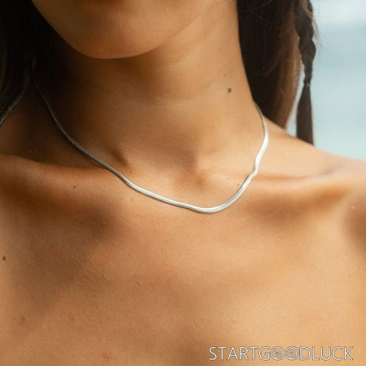 Snake Design Chain - Minimalist Choker Necklace • Adjustable Cuban Link Chain