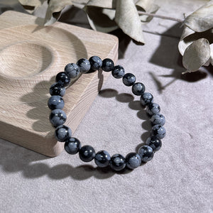 Natural Stone Bracelet with Snowflake Obsidian Beads