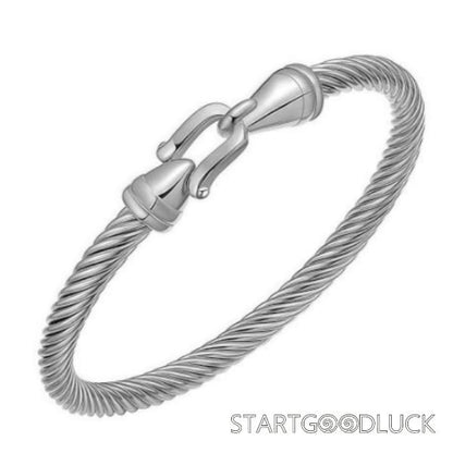 Stainless Steel Bracelet With  Hook Clasp | Twisted Cable Bracelet For Men