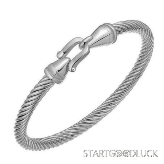 Stainless Steel Bracelet With  Hook Clasp | Twisted Cable Bracelet For Men