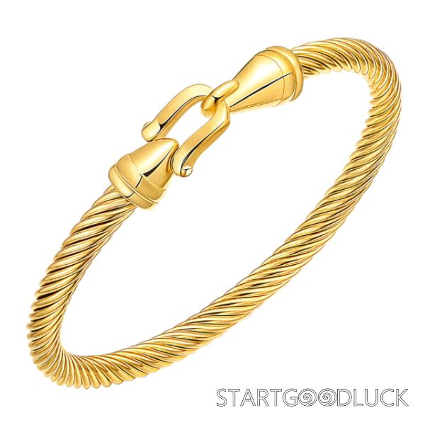 Stainless Steel Bracelet With  Hook Clasp | Twisted Cable Bracelet For Men