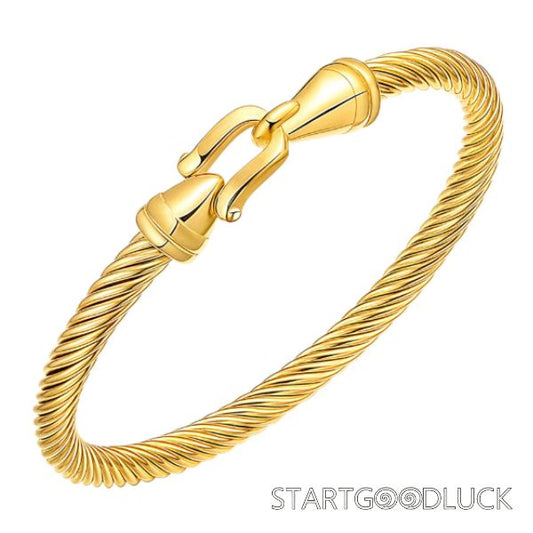 Stainless Steel Bracelet With  Hook Clasp | Twisted Cable Bracelet For Men