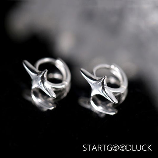 Star Hoop Earrings | Silver Star Huggie Earrings | Simple Outfits Item