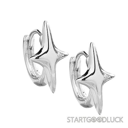 Star Hoop Earrings | Silver Star Huggie Earrings | Simple Outfits Item