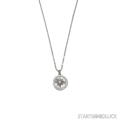 Star necklace - Zircon Inlaid Shell Starburst Necklace in Silver/Gold