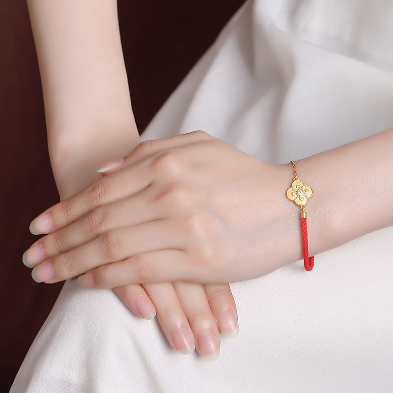 Gold Plated Bracelet with Four-Leaf Clover Gold Plated Bracelet with Four-Leaf Clover