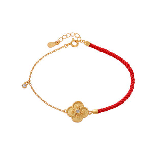 Gold Plated Bracelet with Four-Leaf Clover without background