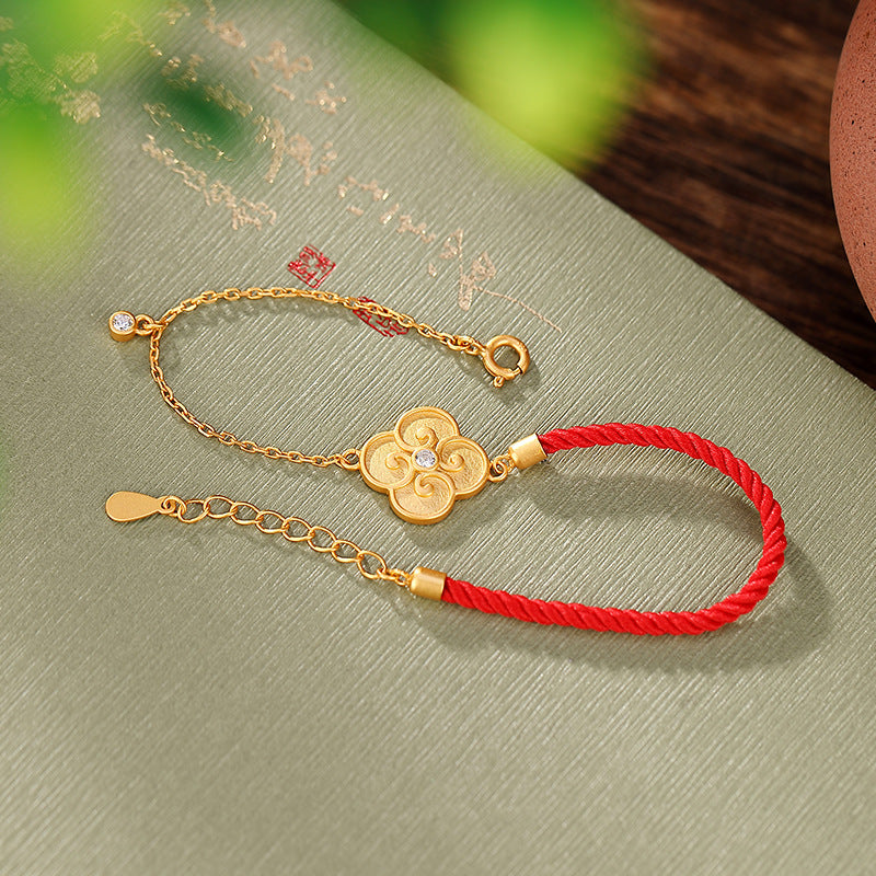 Gold Plated Bracelet with Four-Leaf Clover