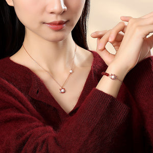 Sterling Silver Red Agate Original Lucky Horse Beaded Peace and Tranquility Bracelet