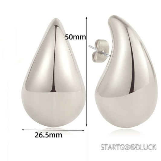 Teardrop Dangle Earrings - Gold & Silver Drop Shape Statement Jewelry for Daily & Party Looks