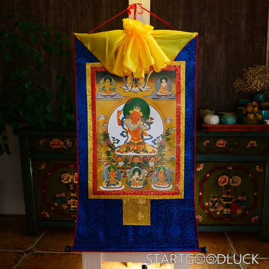 Thangka Painting | Embroidered Five-Element Manjushri: Fivefold Wisdom & Energetic Balance