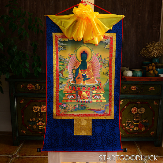 Thangka Painting | Embroidered Medicine Buddha: Health, Healing