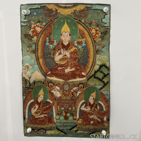 Thangka Painting | Embroidered Tibetan Buddhist Masters: Wisdom Lineage & Guidance