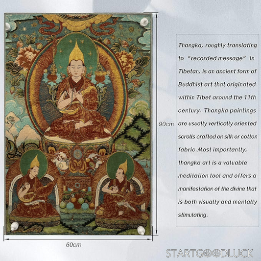 Thangka Painting | Embroidered Tibetan Buddhist Masters: Wisdom Lineage & Guidance