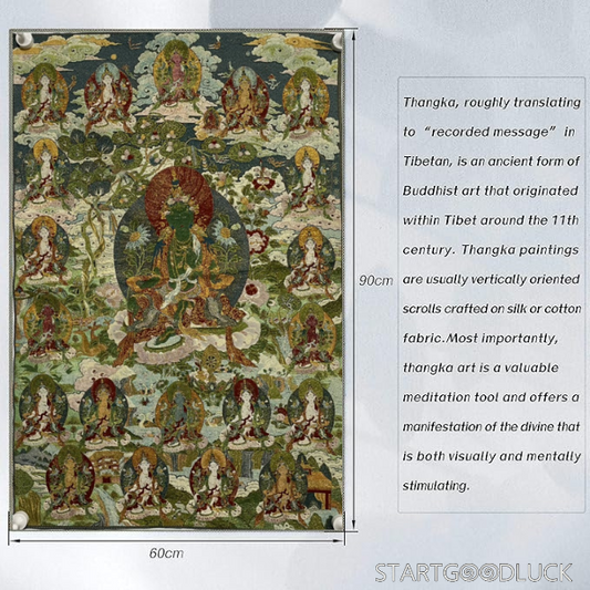 Thangka Painting | Embroidered Twenty-One Taras: Multi-faceted Protection