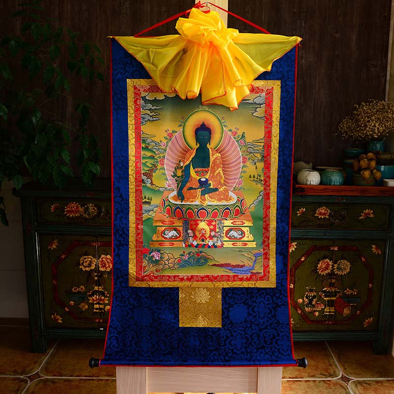 Thangka Painting | Embroidered Medicine Buddha: Health, Healing