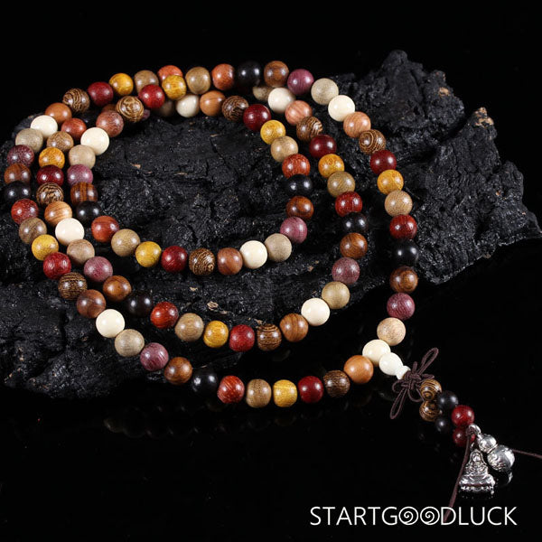 Tibetan Buddhist 108 - Bead Multi - Treasure Sandalwood Mala necklace: Balance Energy, Attract Blessings - StartGoodLuck