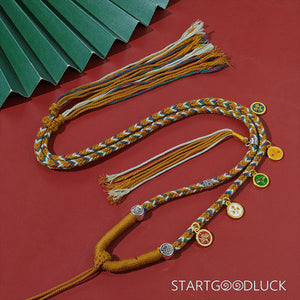 Tibetan Buddhist Necklace: Hand - Woven Rope with Five Wealth Deities (Attract Prosperity) - StartGoodLuck