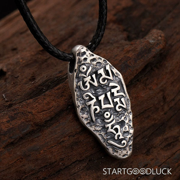 Tibetan Buddhist Vajra Necklace: “Om Mani Padme Hum” Engraved Pendant (Protect & Empower) - StartGoodLuck