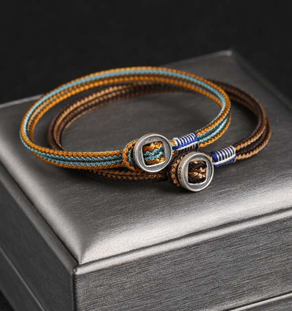 Tibetan Hand-Braided Bracelet | Tibetan Bracelet with 925-silver Ring
