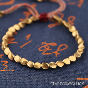 Tibetan Handmade Copper Bracelet: Uneven Beads, Sacred Protection - StartGoodLuck