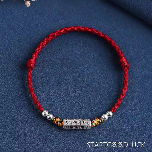 Tibetan Handmade Red String Good Luck Bracelet with Six - Syllable Mantra: Blessings in Every Knot - StartGoodLuck