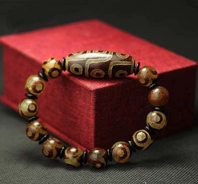 Tibetan Nine - eyed Dzi Beads Agate Bracelet: Ancient Blessings, Timeless Charm