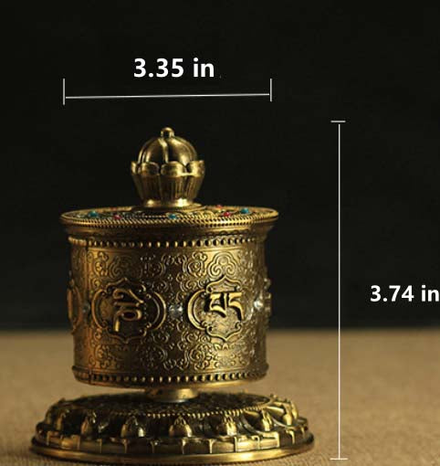 Tibetan Prayer Wheel: Gold - Plated Copper with Six - Syllable Mantra (Accumulate Merit, Bless Spaces)