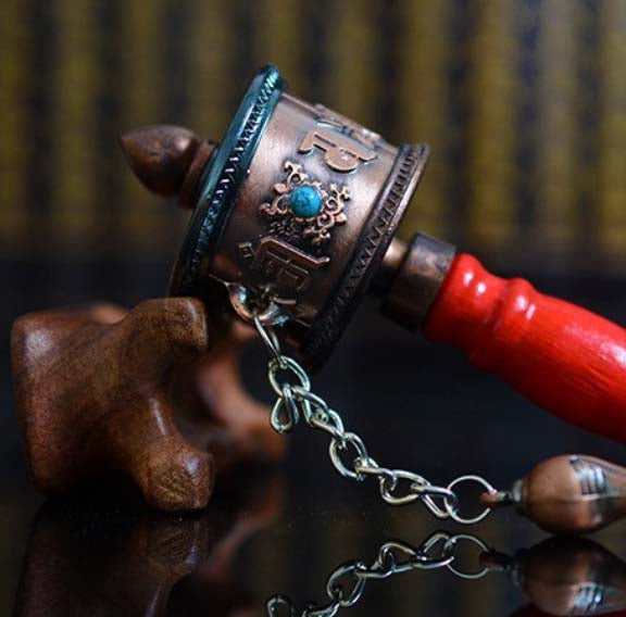 Tibetan Prayer Wheel: Mini Handheld with 4.53” Height & 1.5” Width (Portable Merit Accumulator)