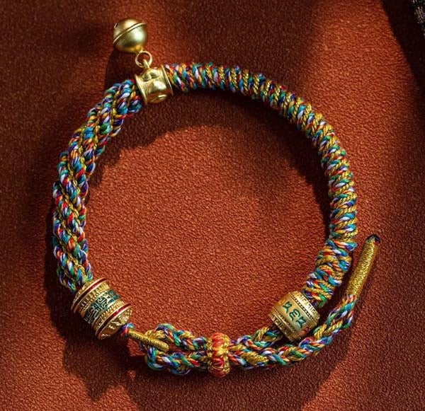 Tibetan Six - Syllable Mantra Five - Color Bracelet: Sacred Threads, Blessed Energy