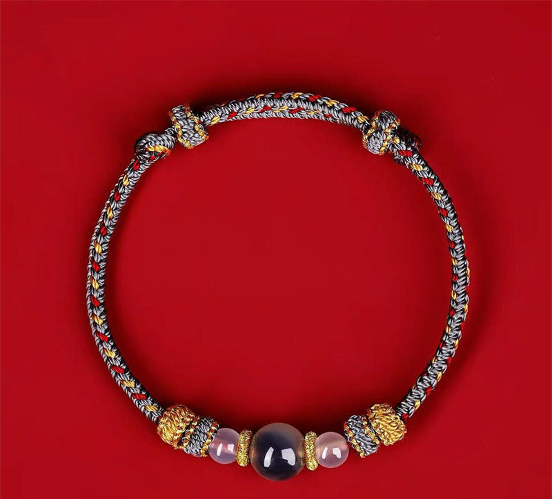 Tibetan Bracelet with Agate Beads – Hand-Woven Couple’s Bracelet