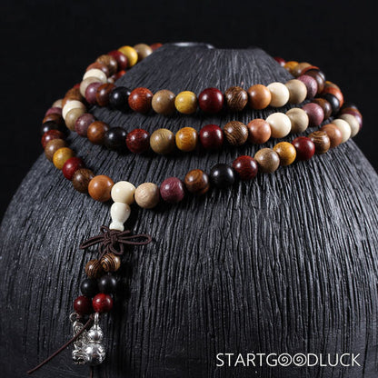 Tibetan Buddhist 108 - Bead Multi - Treasure Sandalwood Mala necklace: Balance Energy, Attract Blessings - StartGoodLuck