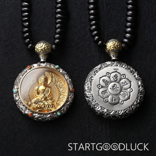 Tibetan Buddhist Amulet Pendant | Amitabha Buddha: Peace Blessing & Protective Grace (Blessed by Senior Monks)