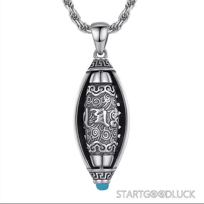 Tibetan Buddhist Necklace: Om Mani Padme Hum Prayer Wheel Pendant (Protect & Awaken) - StartGoodLuck