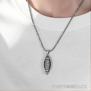 Tibetan Buddhist Necklace: Om Mani Padme Hum Prayer Wheel Pendant (Protect & Awaken) - StartGoodLuck