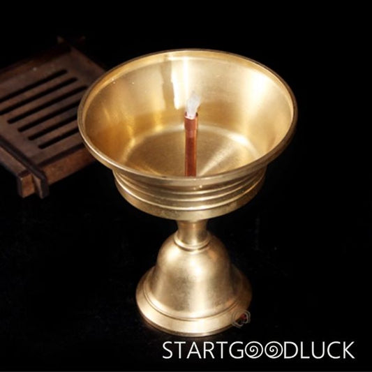 Tibetan Butter Lamp Offering |  Simple-style Copper Lamp Offering