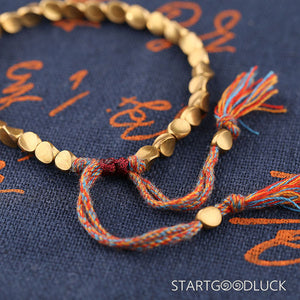 Tibetan Handmade Copper Bracelet: Uneven Beads, Sacred Protection - StartGoodLuck
