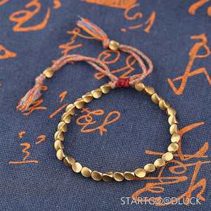 Tibetan Handmade Copper Bracelet: Uneven Beads, Sacred Protection - StartGoodLuck